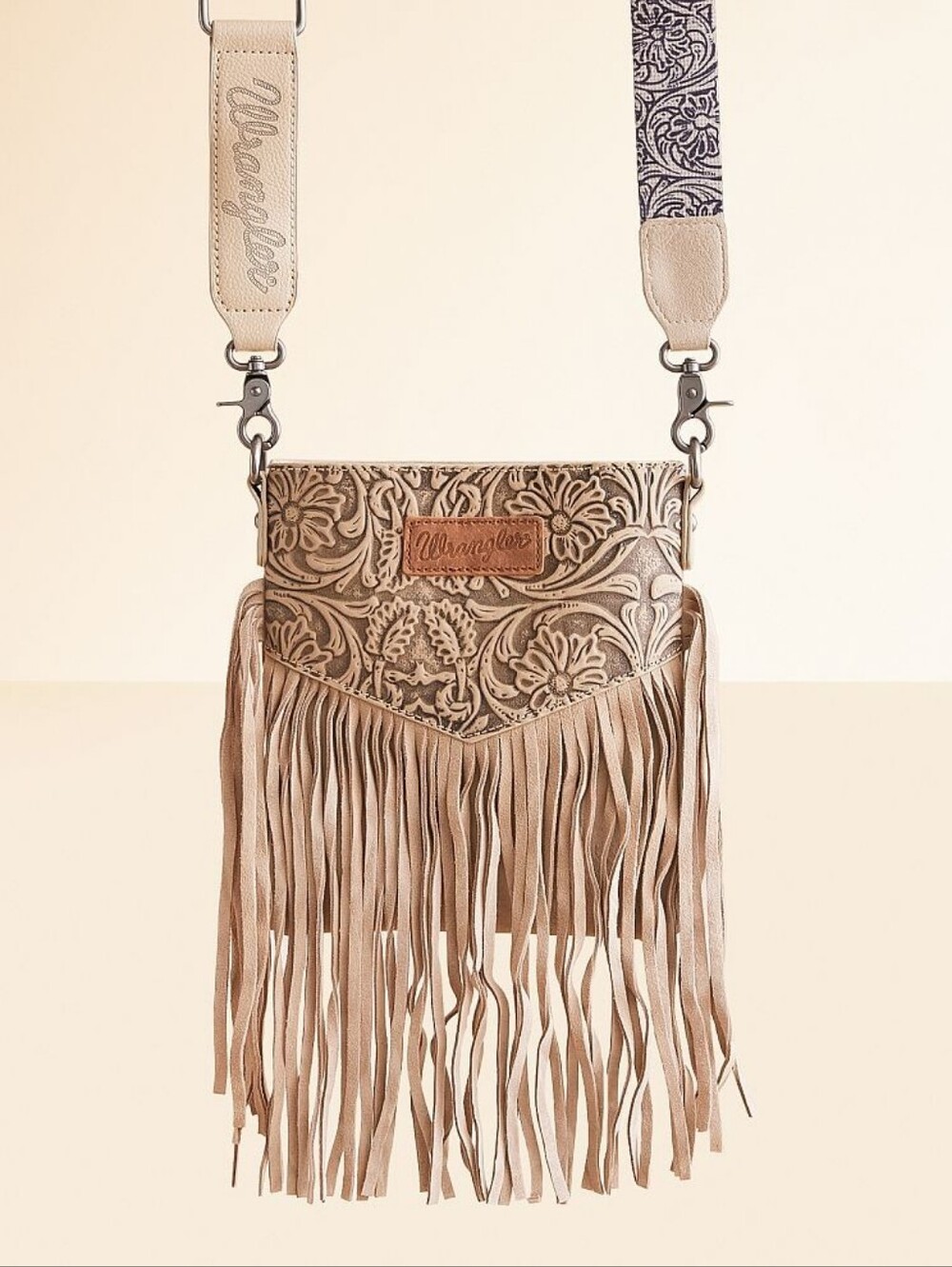 Wrangler Beige Fringe Crossbody Handbag